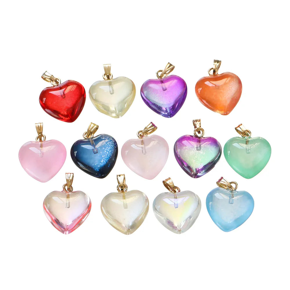 Lampwork Heart Glass Bead Charms (10pcs)
