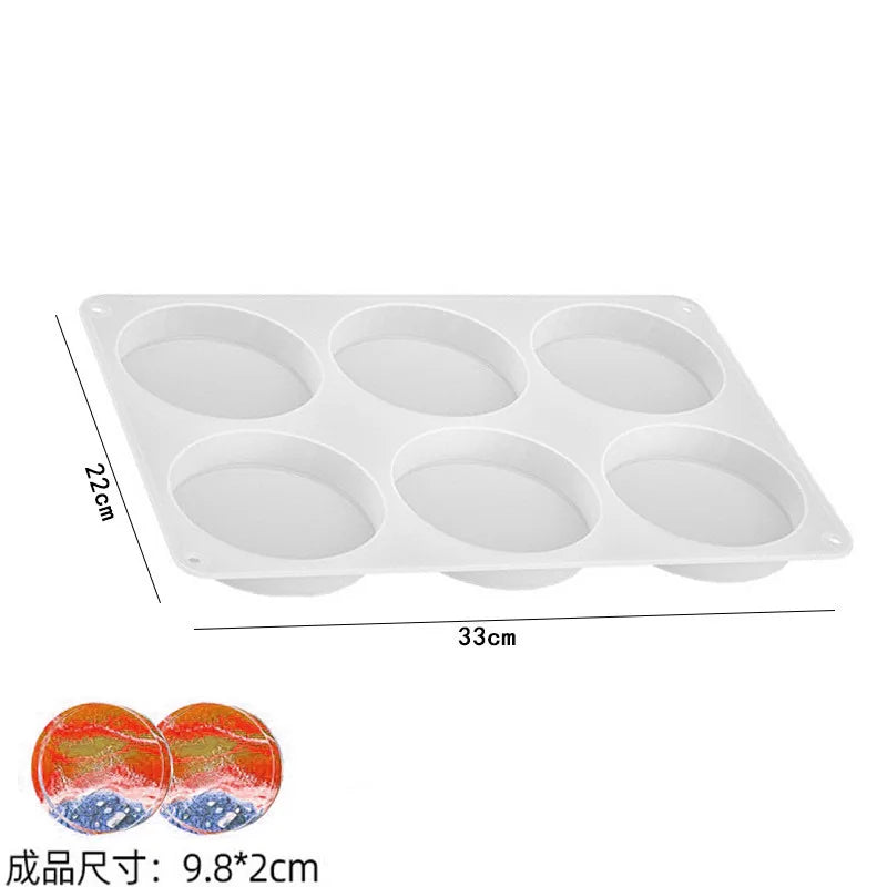 6-Cavity Thick Round Silicone Coaster Mold – DIY Resin Casting