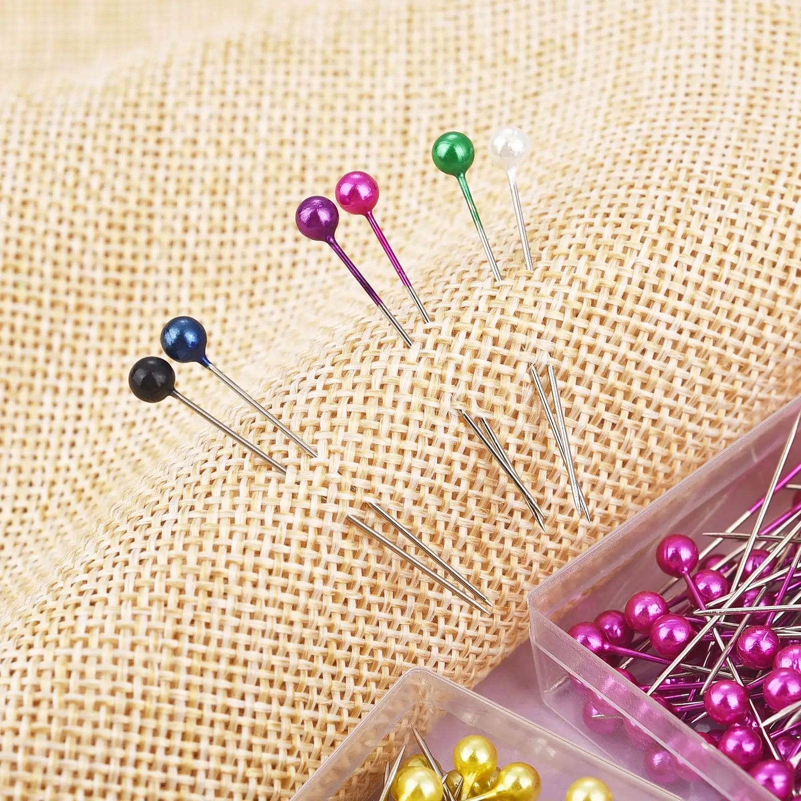100Pcs/Box 38cm Colorful Round Pearl Head Needles