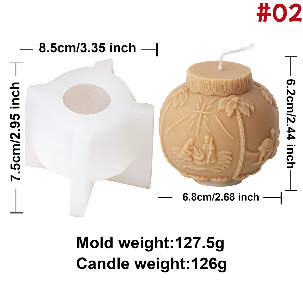 3D Christmas Ball Candle Mold – Silicone Embossed Lantern Mold for DIY Crafts