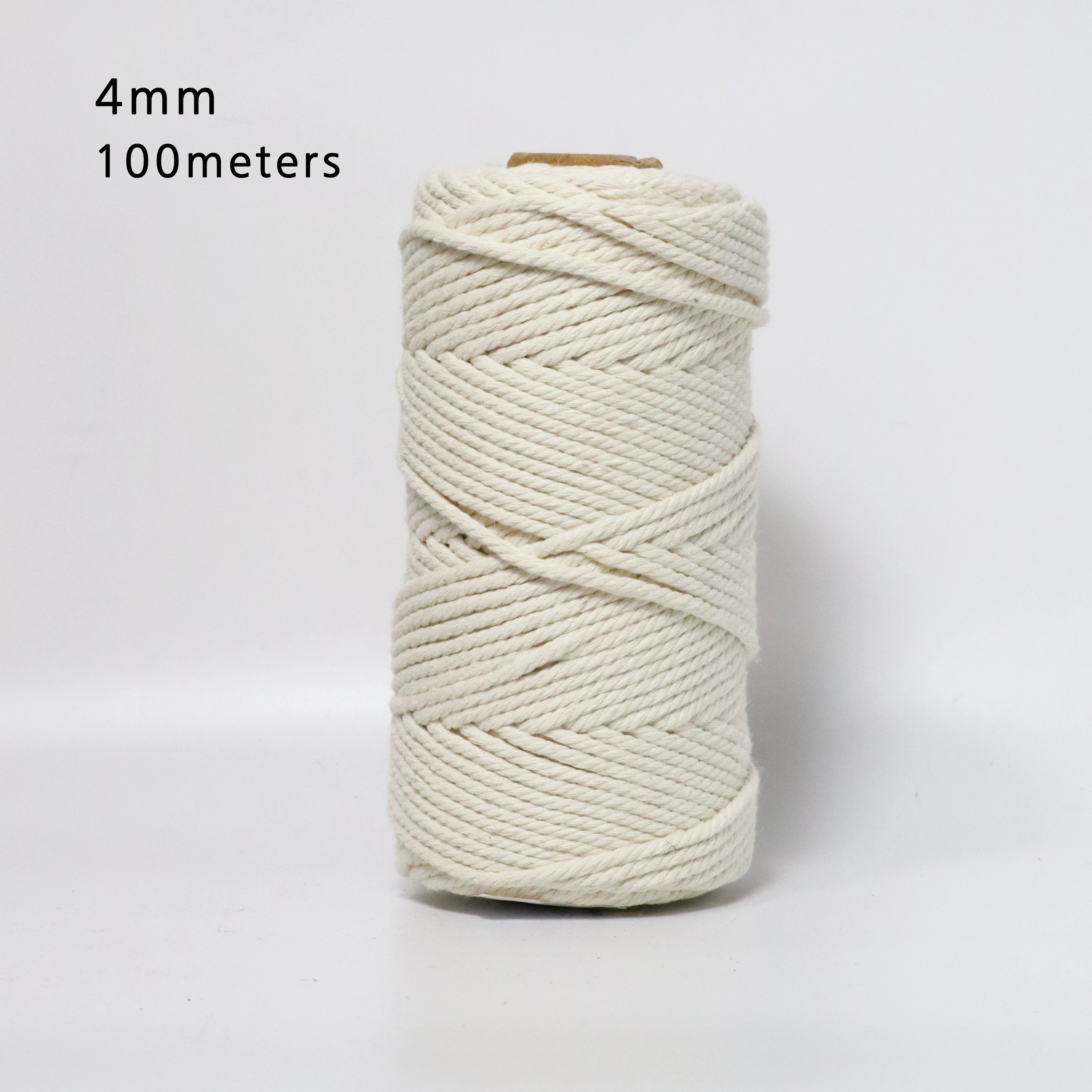 100% Natural Cotton Macrame Cord 4mm – Craft Rope for DIY, Knitting & Décor (Beige)