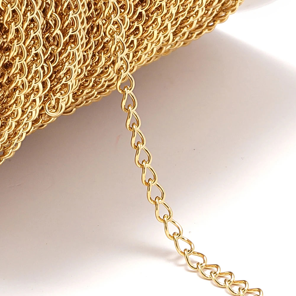 No Fade Stainless Steel Chain – 2M Gold Chain for DIY Jewelry Making