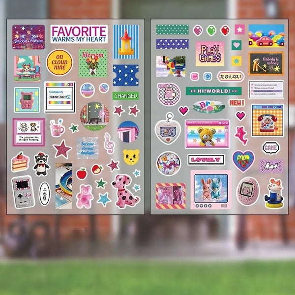 Retro Japanese Cartoon Stickers – 2-Sheet Lucky Clover Anime Kawaii Set