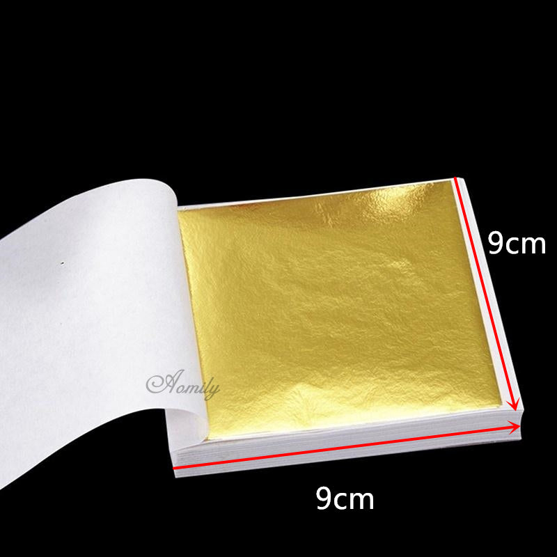 Aomily 100 Sheets 9x9cm Gold Leaf – Gilding for Crafts & Furniture