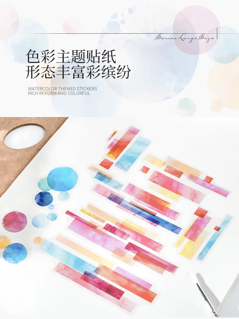 Watercolor Cartoon Stickers – 20PCS Aesthetic Scrapbook & Journal Label Set