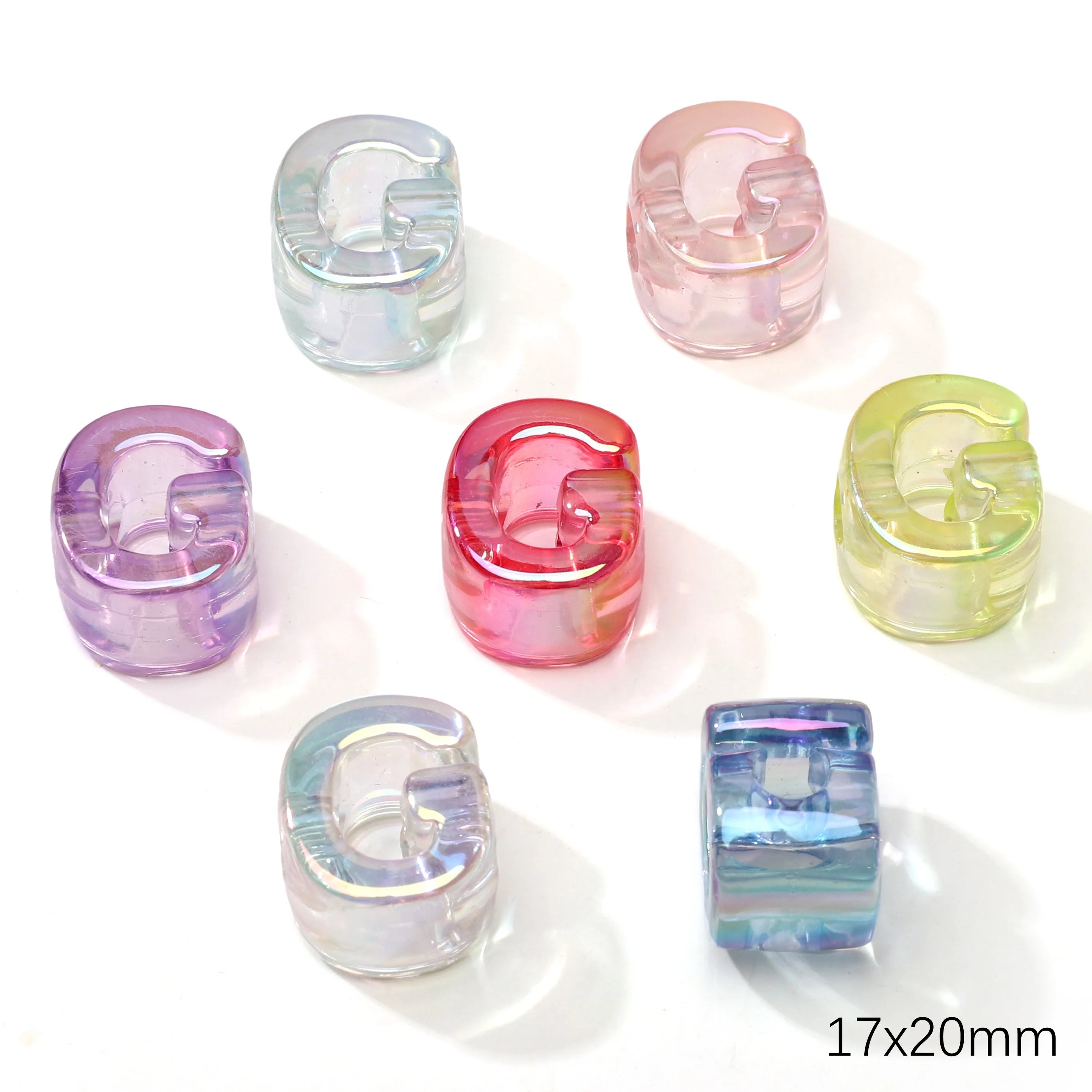 Mixed Color Acrylic Letter Beads – 5PCS Clear Spacer Beads for Jewelry & DIY Crafts