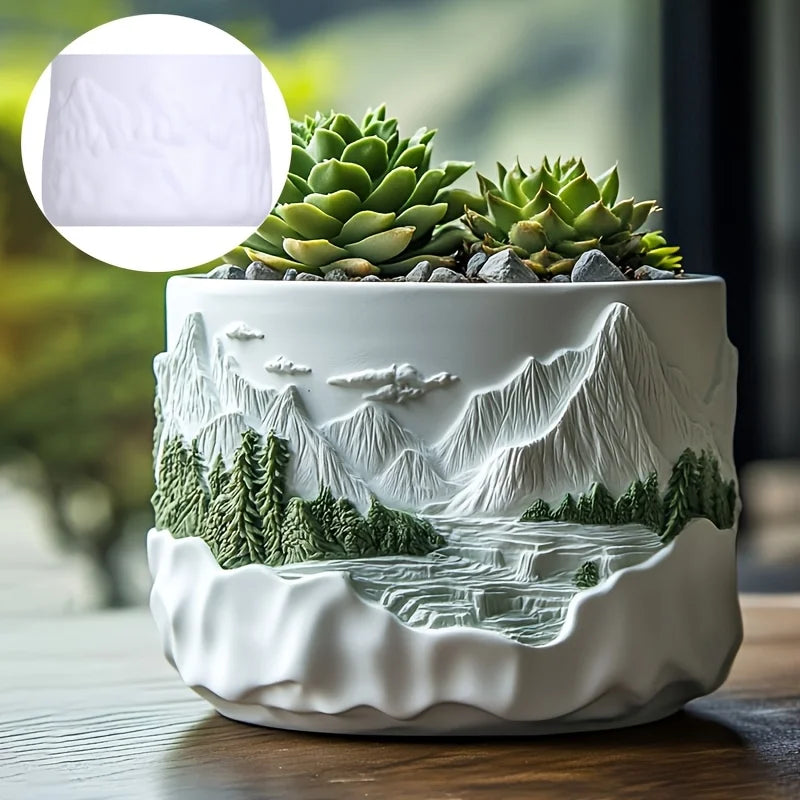 Mountain Landscape Silicone Mold – DIY Resin Planter, Trinket Box & Candle Cup