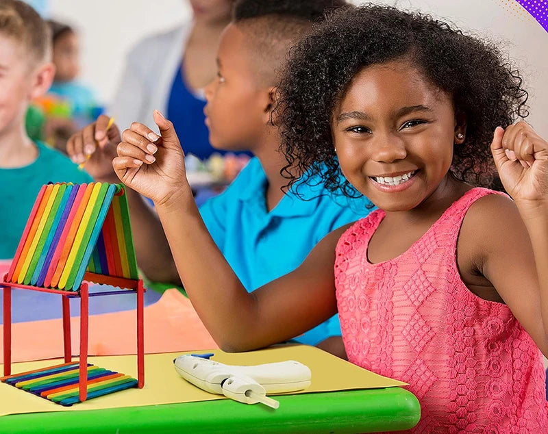 1000pcs Kids Craft Supplies Kit – Pipe Cleaners, Pompoms, Stickers, Feathers & Felt