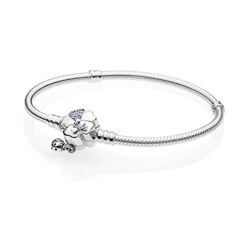 Adjustable 925 Sterling Silver Bracelet – DIY Fashion Charm Jewelry for Women