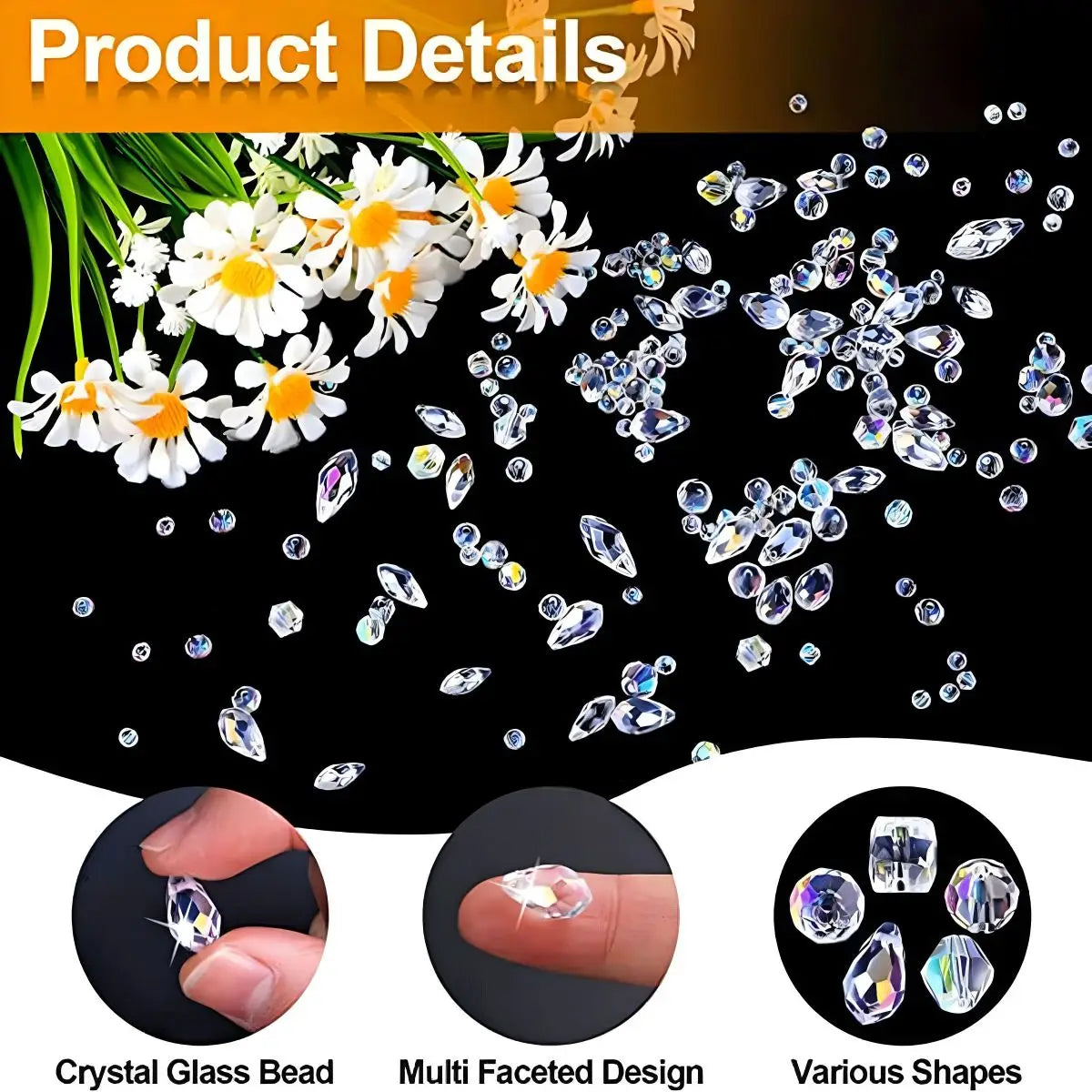 Mixed Crystal Glass Beads – 300PCS Bulk Assorted Beads for DIY Jewelry & Crafts