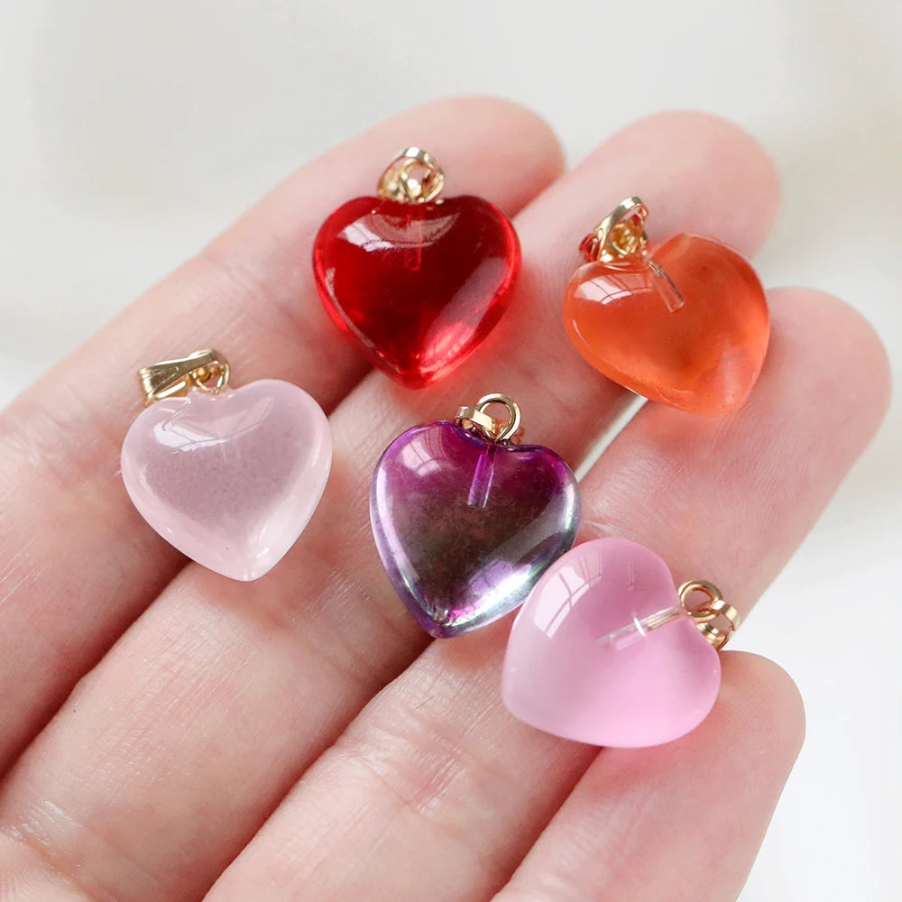 Lampwork Heart Glass Bead Charms (10pcs)