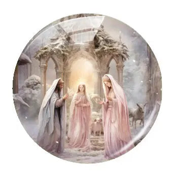 Handmade Christmas X-mas Winter Pink Gnomies Deer Snowman Bells Photo Glass Cabochon Flatback Demo Cameo For Diy Jewelry Making