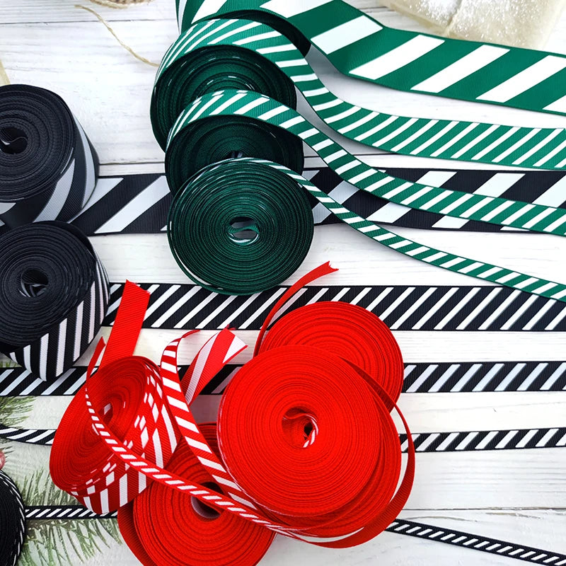 Diagonal Striped Thread Ribbon – 10 Yards Holiday Gift & Decoration Ribbon