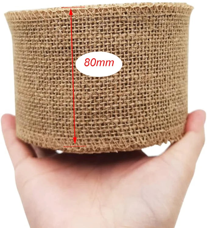 Jute Ribbon Roll – Rustic Burlap Fabric for DIY Crafts, Party Decorations & Gift Packaging
