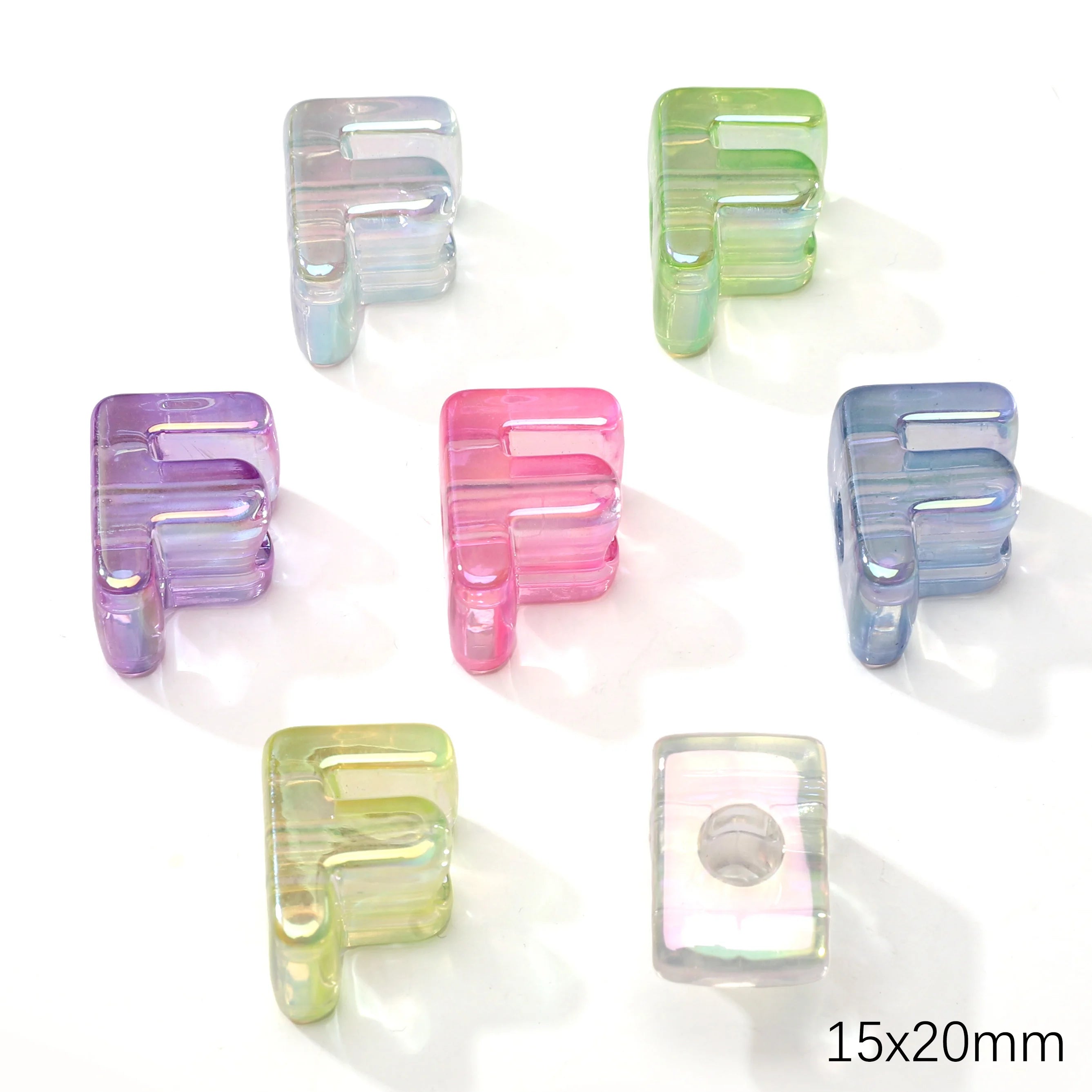 Mixed Color Acrylic Letter Beads – 5PCS Clear Spacer Beads for Jewelry & DIY Crafts