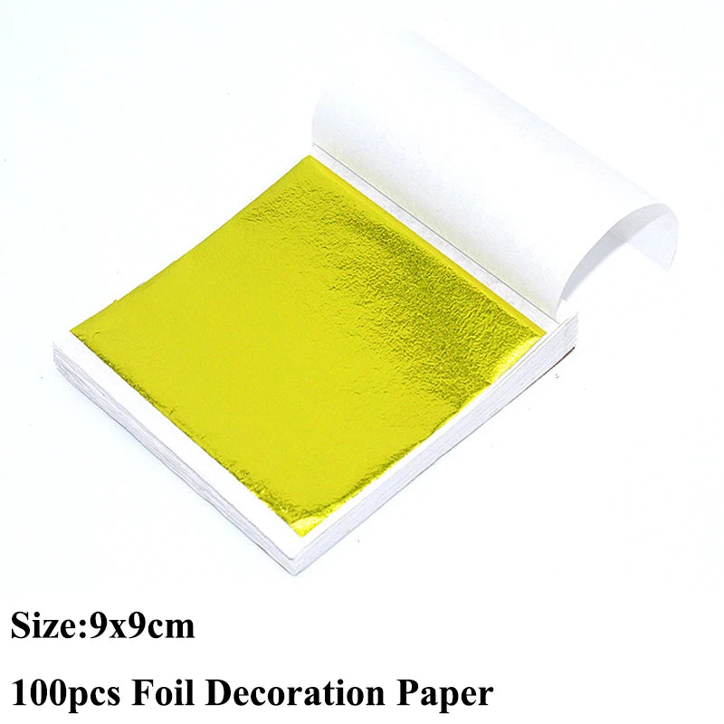 100PCS Gold Silver Copper Foil Leaf Flakes – DIY Resin, Candle & Art Decor