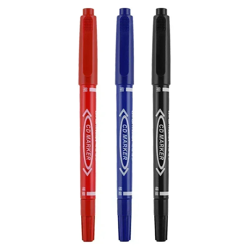 Twin Tip Permanent Markers – Black, Blue, Red (5/10 Pack)