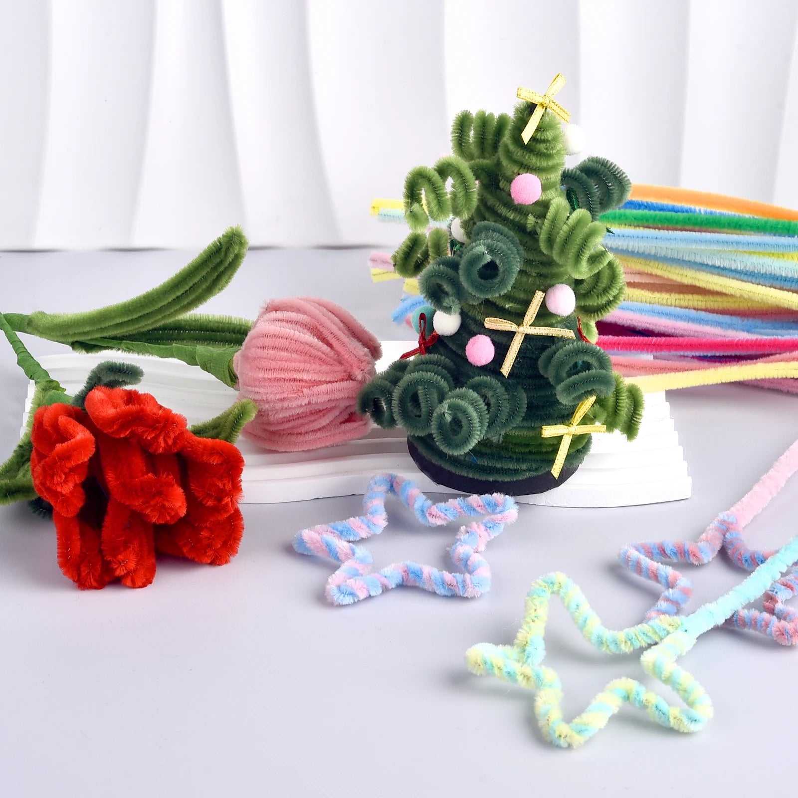 100pcs Chenille Stems – DIY Craft Pipe Cleaners for Kids