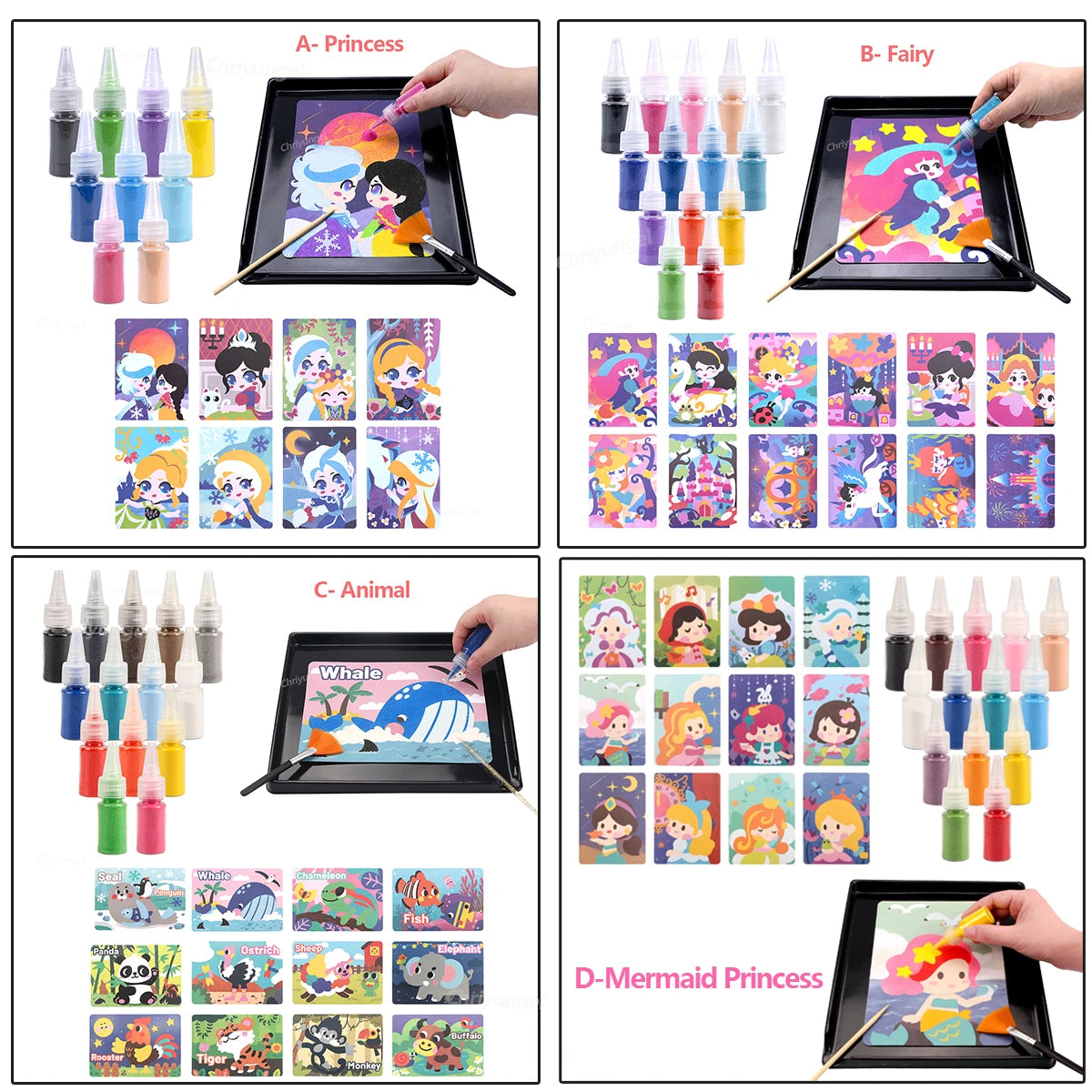 Magic Sand Art Kit – Princess, Castle & Animal Cards