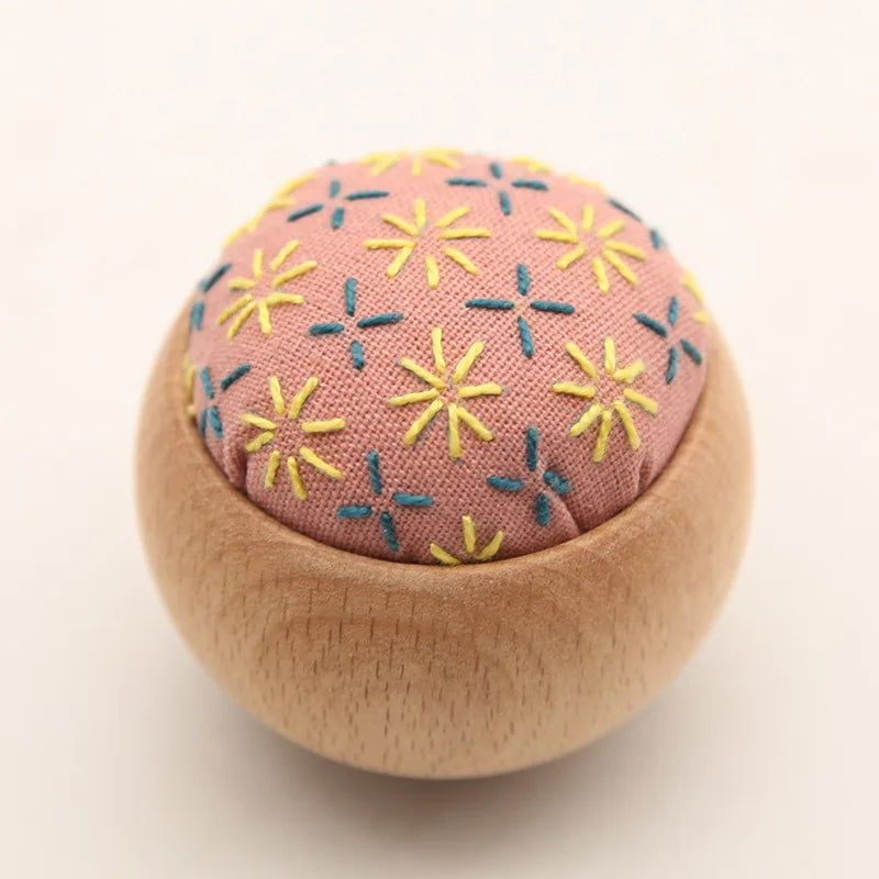 DIY Sashiko Pin Cushion with Wooden Base
