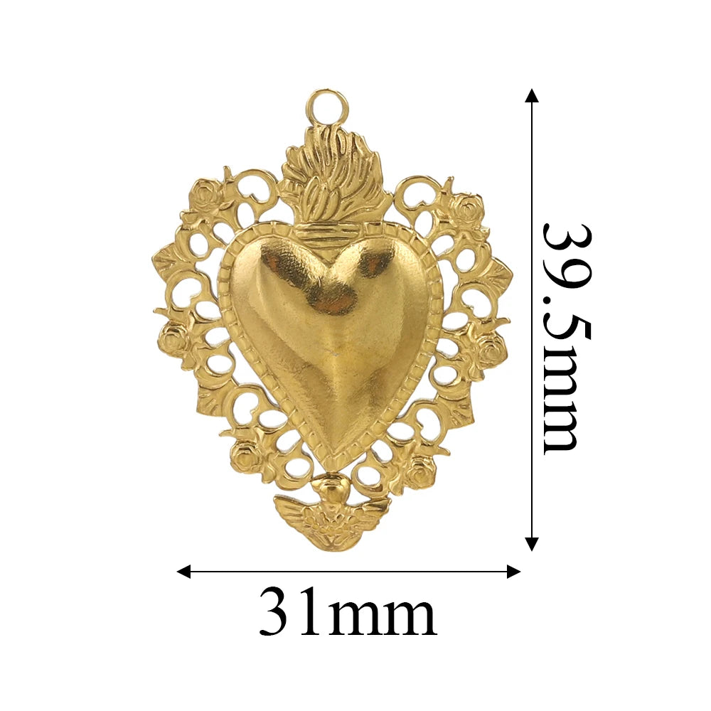 5PCS Gold Stainless Steel Charms – DIY Jewelry Pendants & Accessories