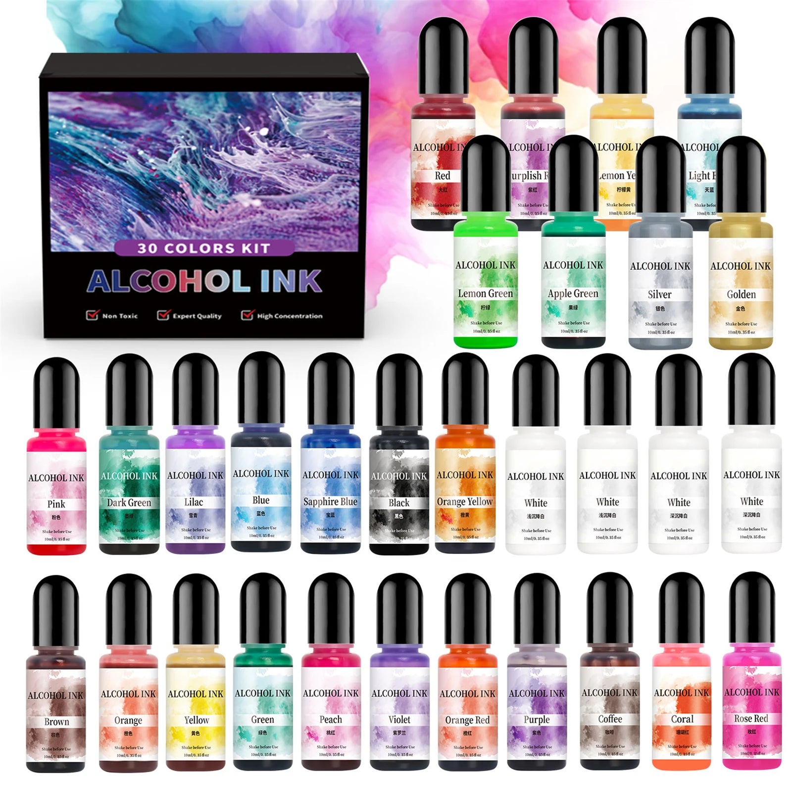 Alcohol Ink Resin Pigment Set – Epoxy Art Colorant Kit