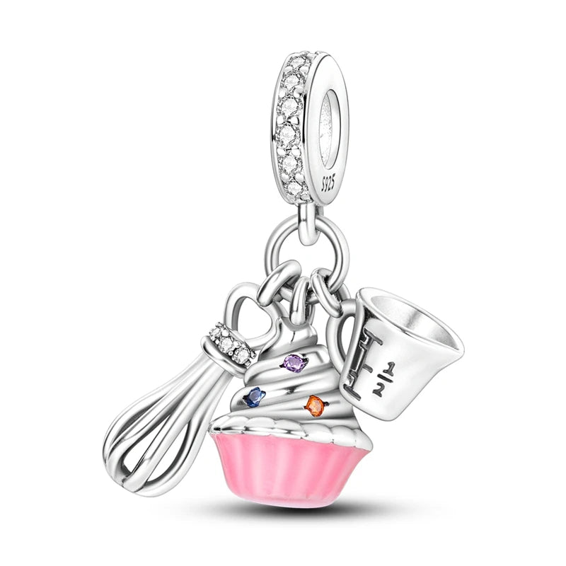 925 Sterling Silver Pink Ballet Girl Pendant – DIY Jewelry Charm for Bracelet & Necklace