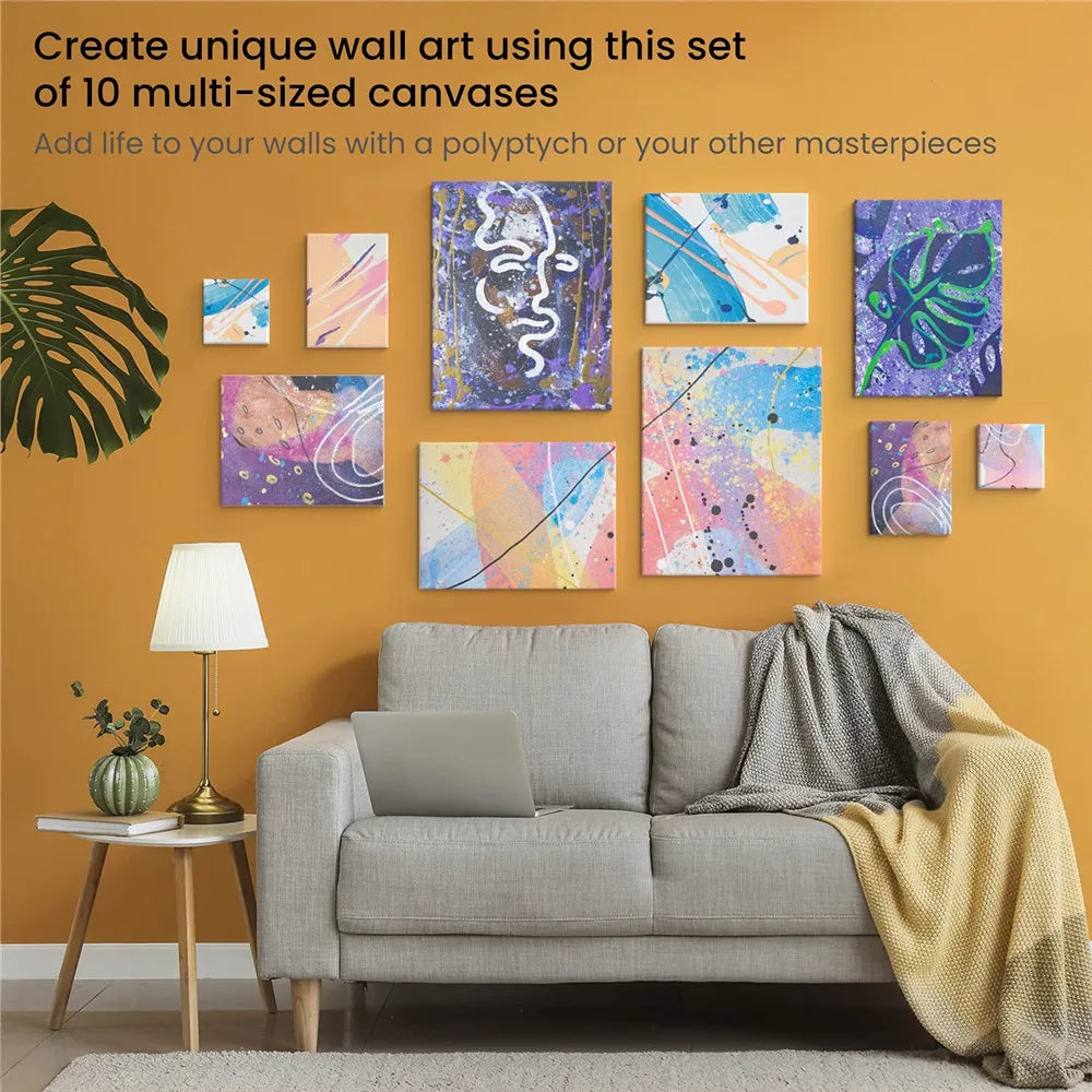 🎨 4-Pack White Blank Square Artist Canvas Boards – Cotton Panels for Acrylic, Oil & Watercolor Painting