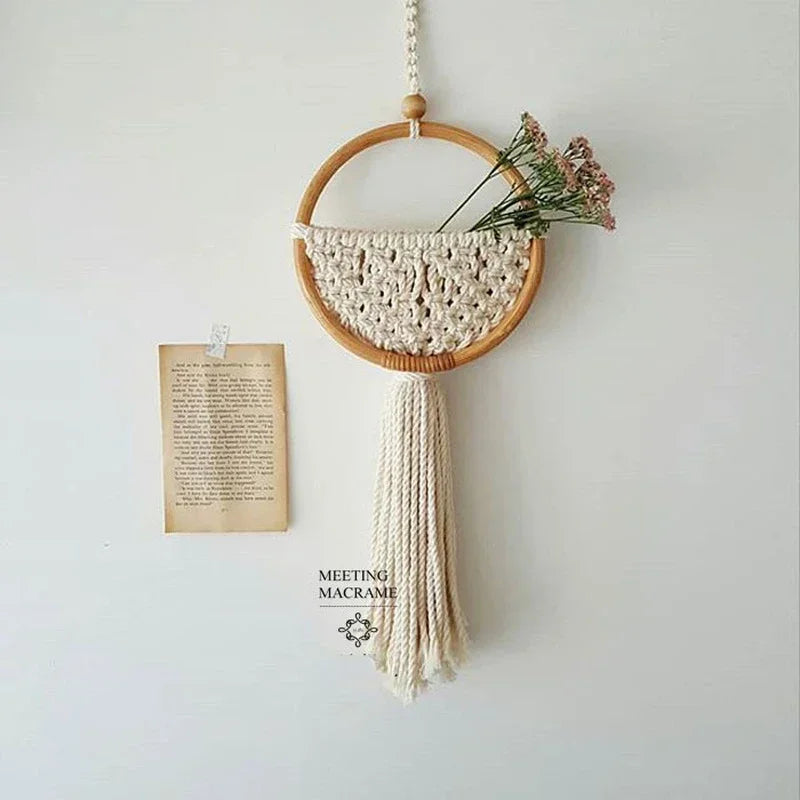 Nordic Round Macrame Wall Hanging – Boho Woven Door & Dorm Decor