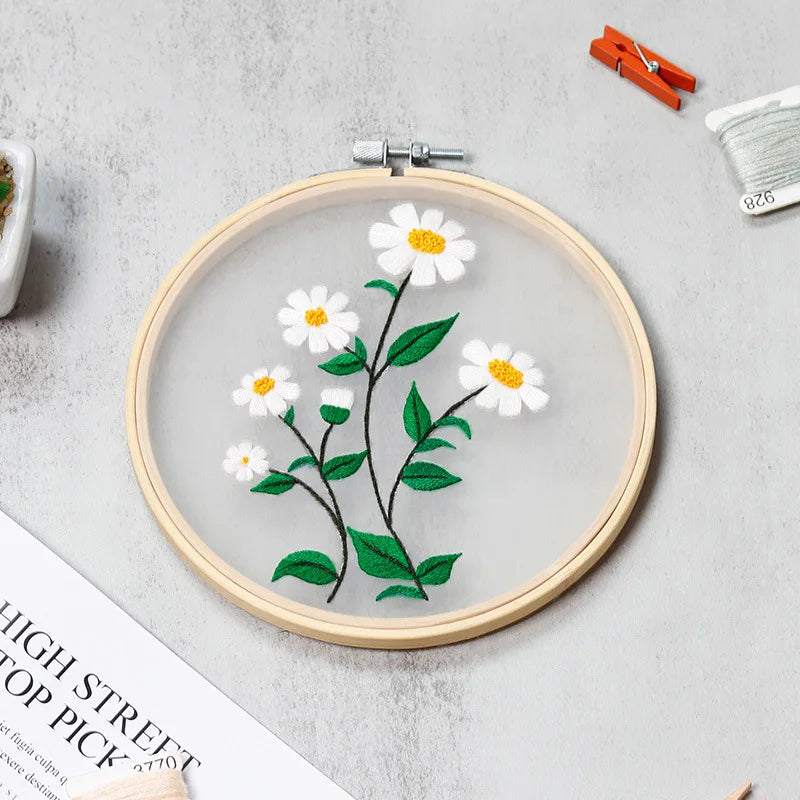 DIY Floral Embroidery Round Cross Stitch Kit