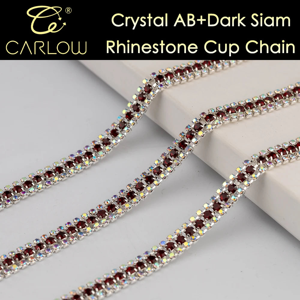 CARLOW AAAAA 3-Row Rhinestone Cup Chain – Gold Base