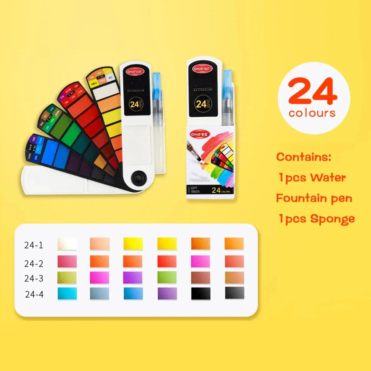 12/24/36/48 Colors Watercolor Paint Set