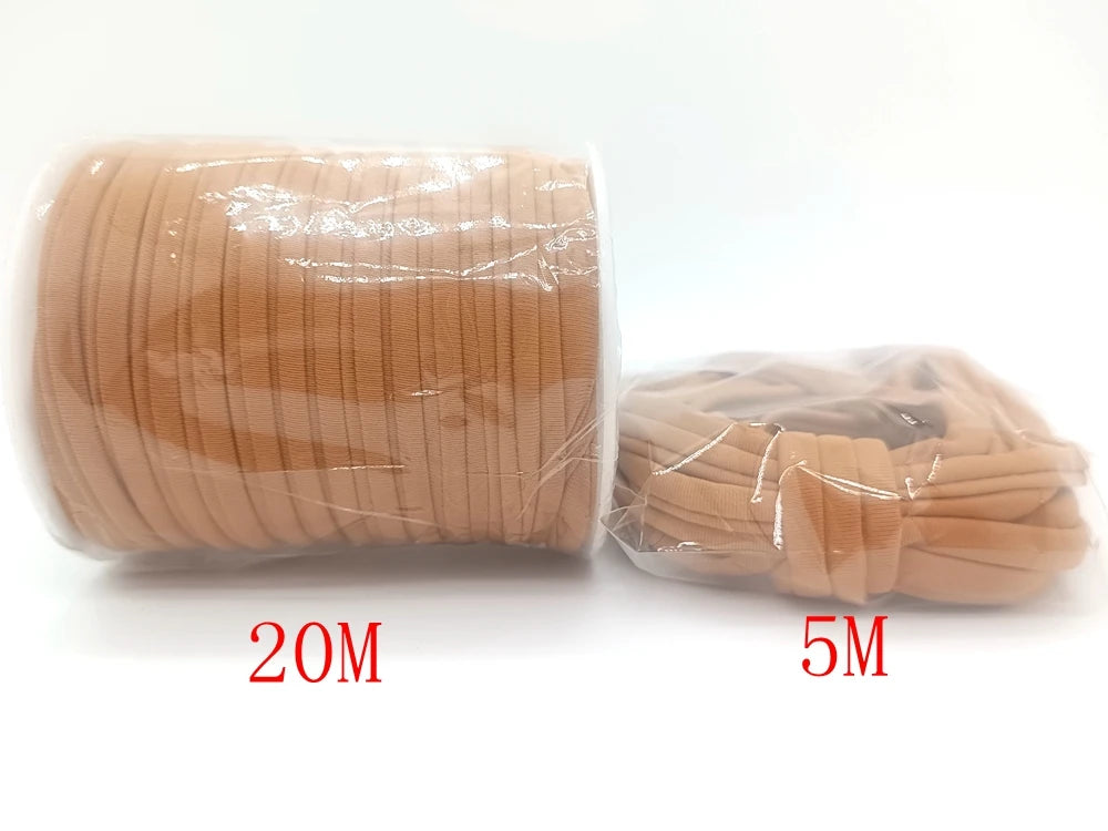 5mm Elastane Cord – Plain Color Hollow Stitched Elastic Band (46 Colors)