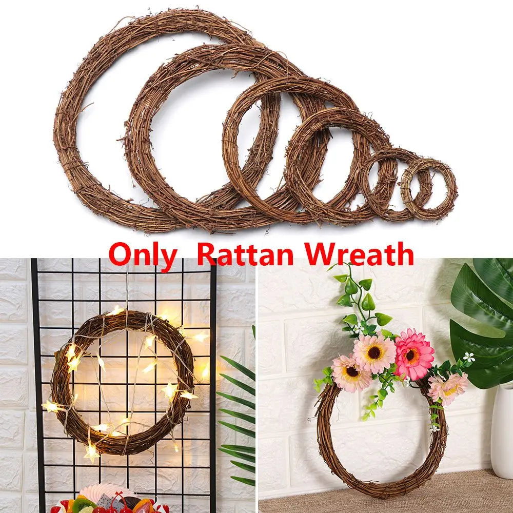Christmas Wicker Vine Wreath – Artificial Rattan Garland Ring (8–30CM)