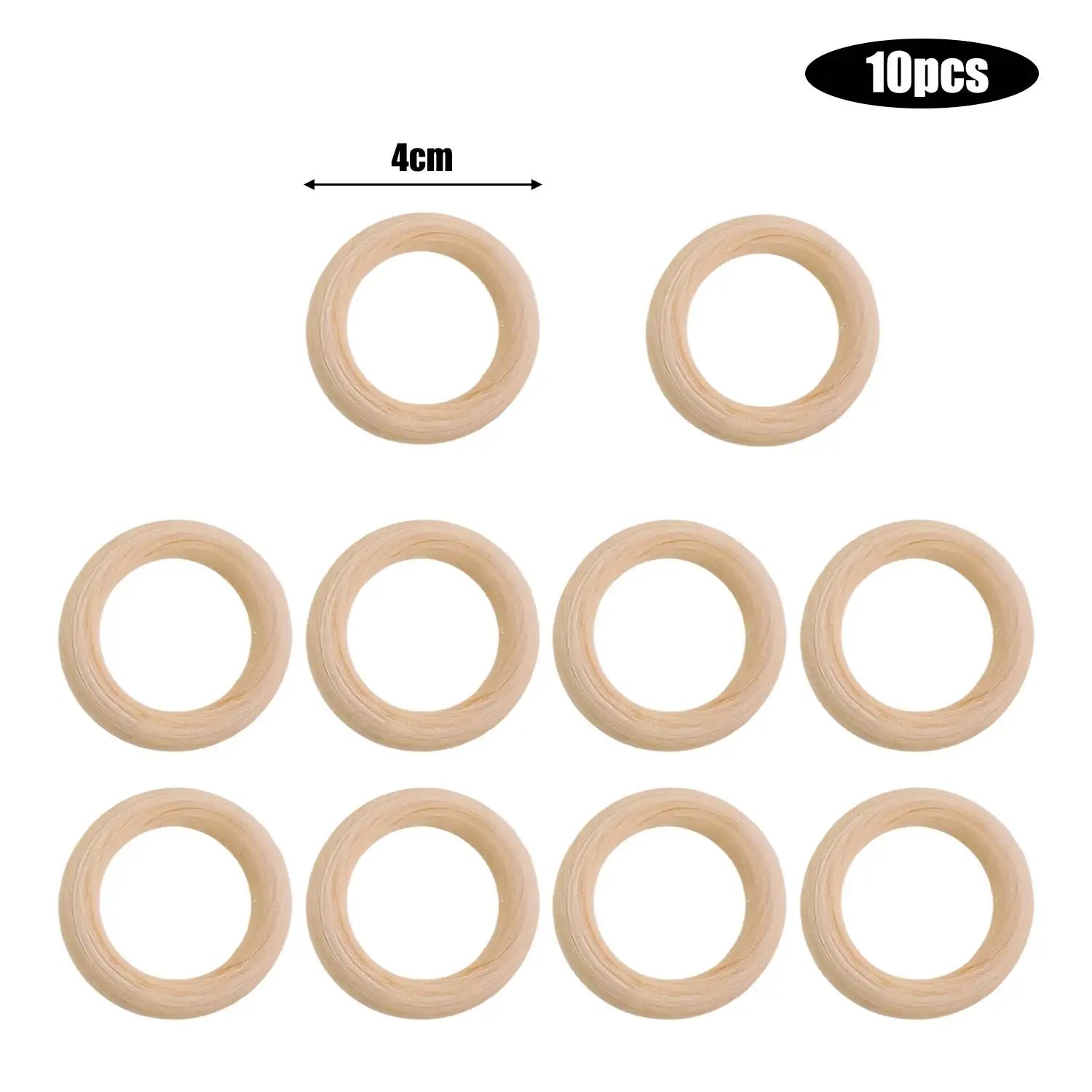 Unfinished Solid Wooden Rings 30–70mm for DIY Crafts