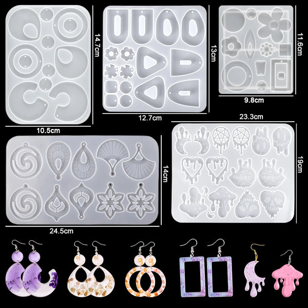 16-Style Epoxy Resin Mold Kit – Silicone Jewelry Casting Set for DIY Earrings