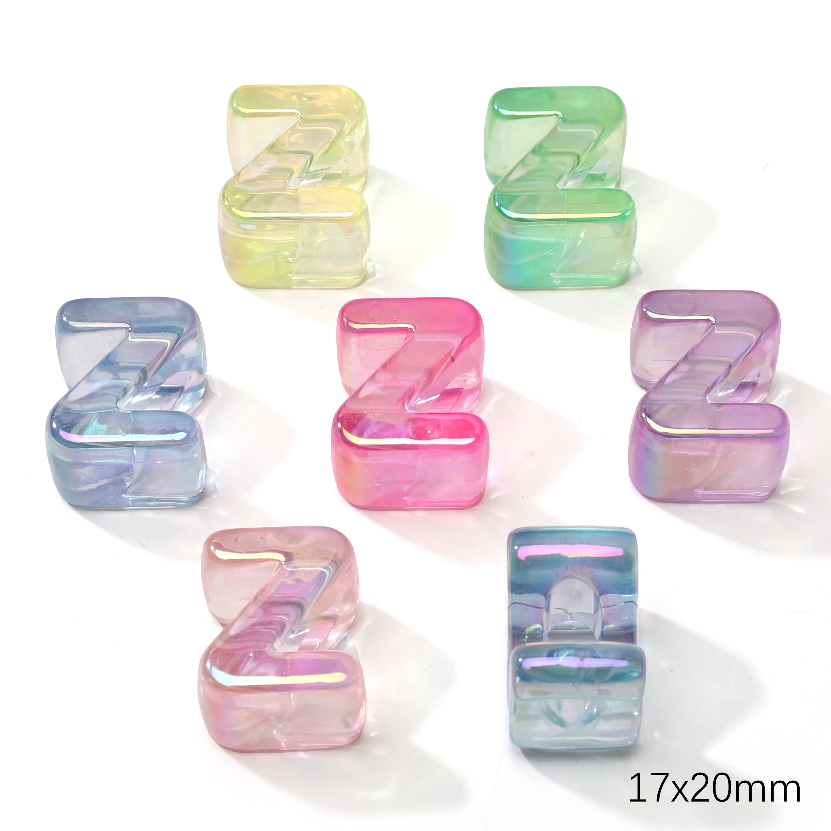 Mixed Color Acrylic Letter Beads – 5PCS Clear Spacer Beads for Jewelry & DIY Crafts