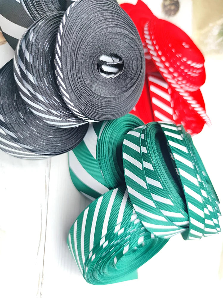 Diagonal Striped Thread Ribbon – 10 Yards Holiday Gift & Decoration Ribbon