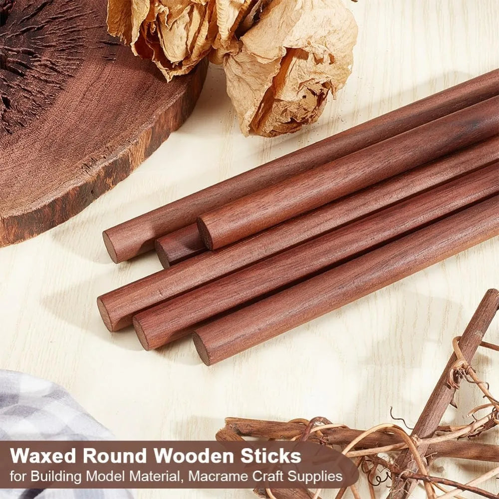 Walnut Dowel Rods – 14pcs 5.9" x 0.4" Wooden Craft Sticks for DIY & Carving