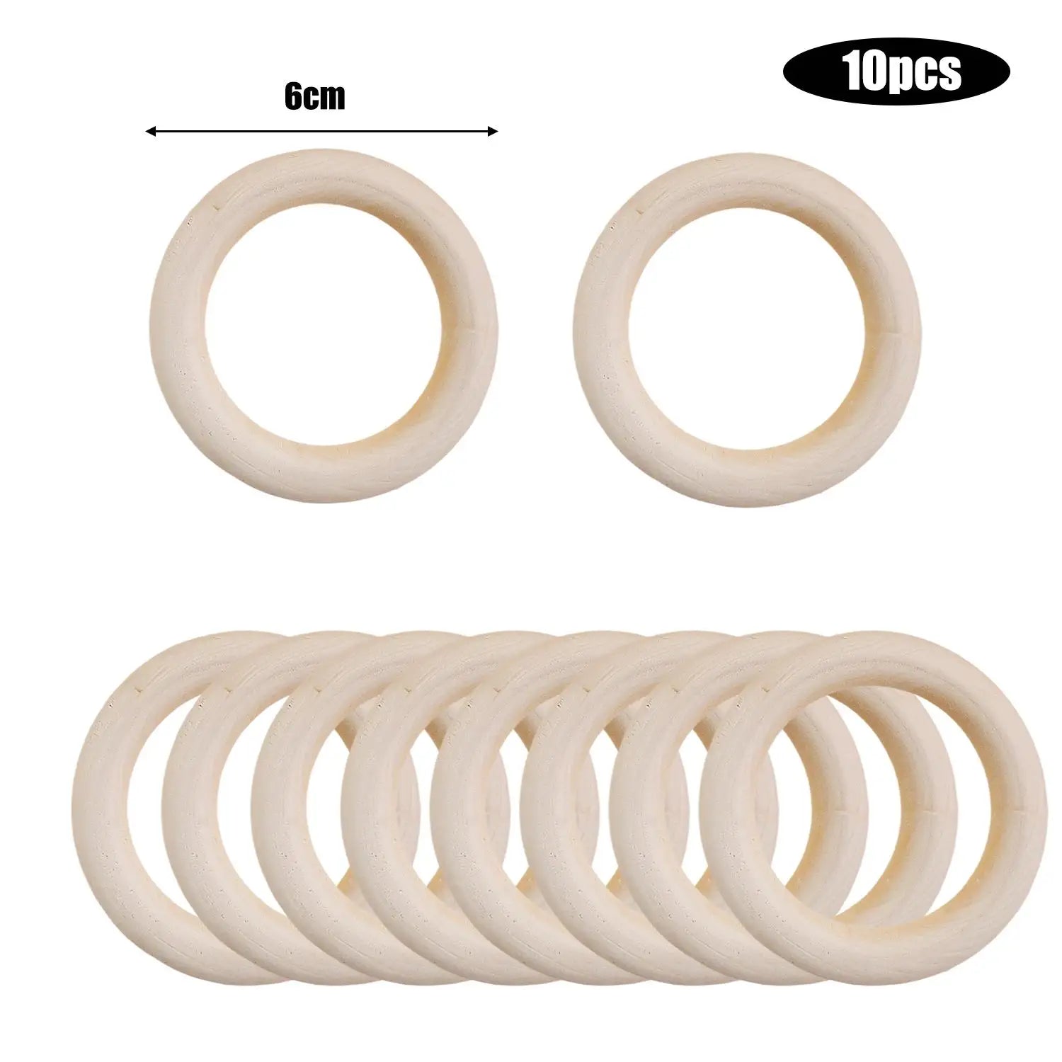 Unfinished Solid Wooden Rings 30–70mm for DIY Crafts