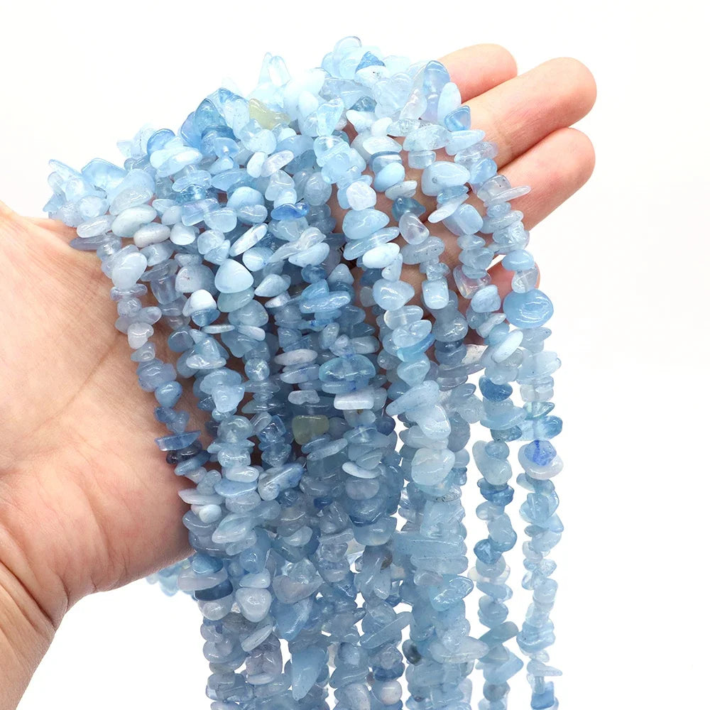 Natural Aquamarine Quartz Beads – Freeform Chips for DIY Jewelry & Crafts