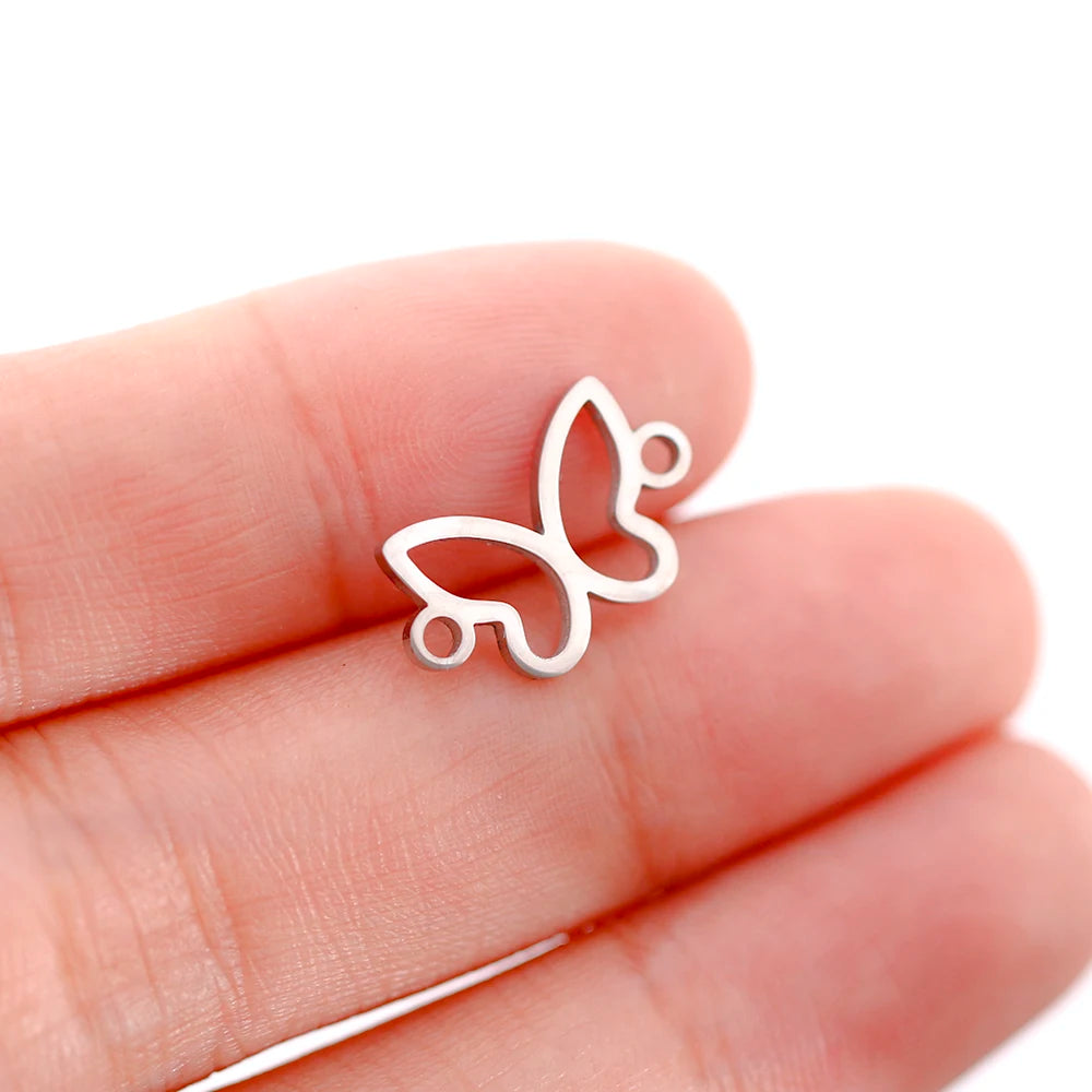 Mixed Animal Charms Set – Stainless Steel Bee, Butterfly, Owl & Heart Pendants (5PCS)