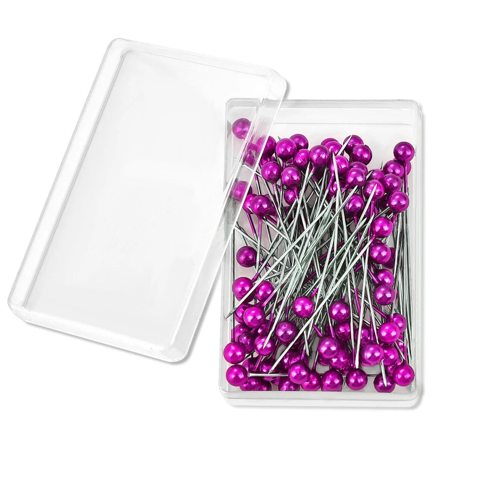 100Pcs/Box 38cm Colorful Round Pearl Head Needles