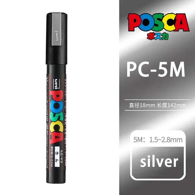 🎨 UNI POSCA Acrylic Paint Marker Set – PC-1M / PC-3M / PC-5M Quick-Dry Permanent Paint Pens