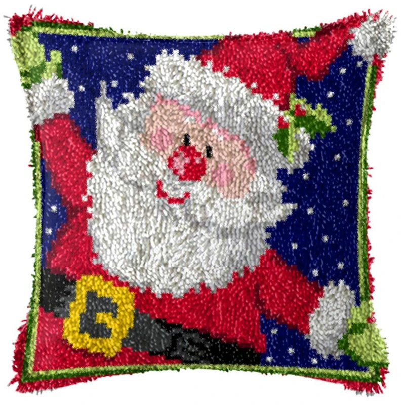 Snowman & Elk Latch Hook Kit – DIY Crochet Rug & Cushion Embroidery Set