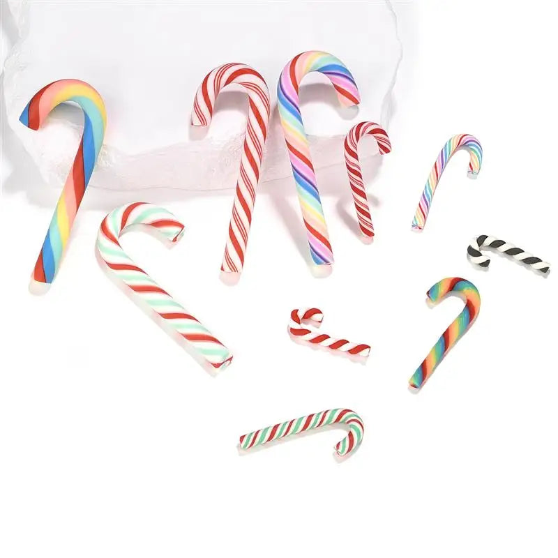 Kawaii Resin Candy Cane Cabochons – Christmas Flatback Craft Decorations (15/30/60/90PCS)
