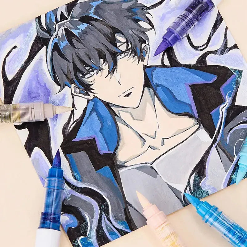 Acrylic Marker Pen Set – 9PCS Soft Brush DIY Paint Art Markers for Students