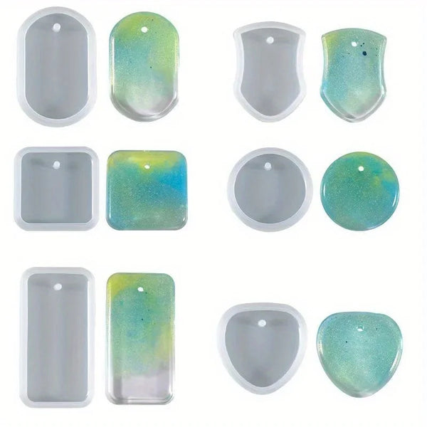 DIY Silicone Keychain Pendant Mold Set – Round & Rectangle