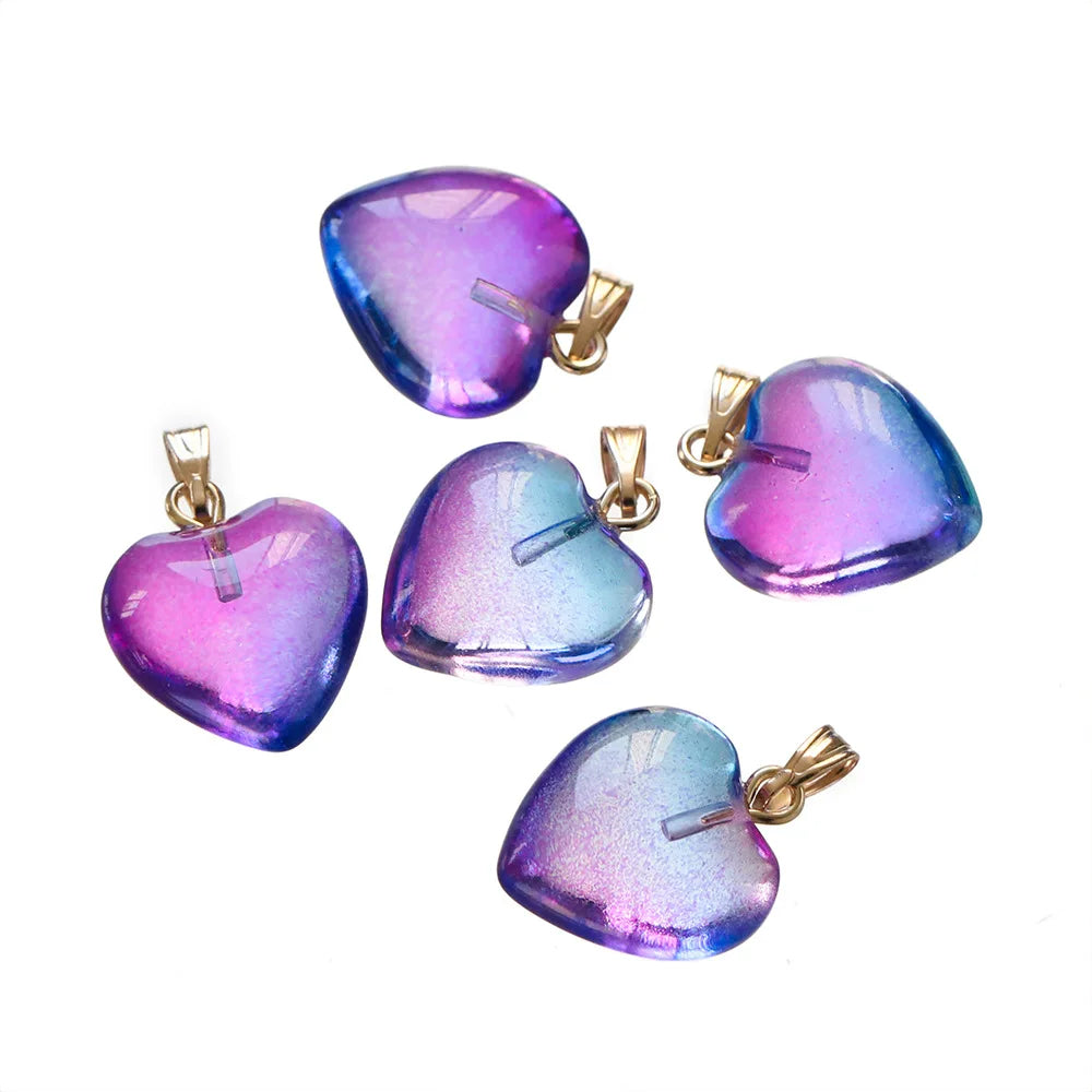 Lampwork Heart Glass Bead Charms (10pcs)