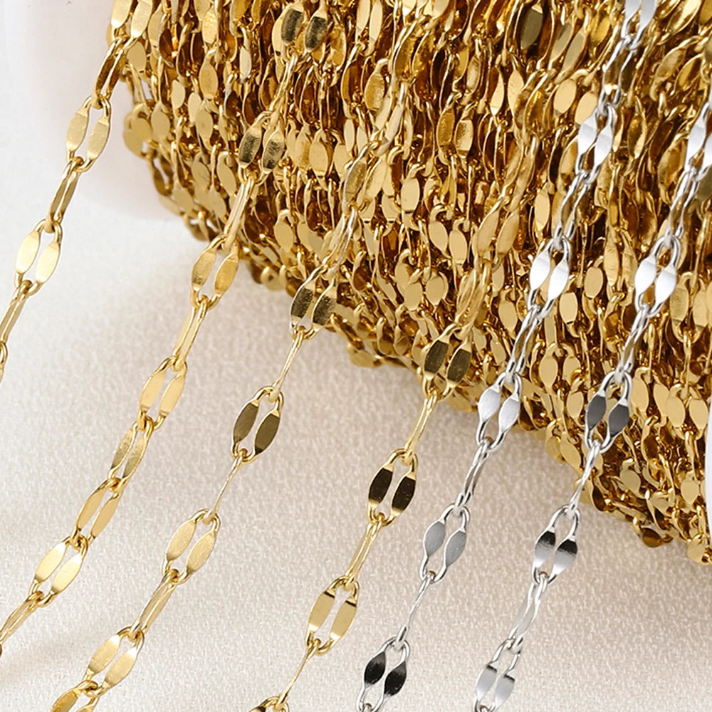No Fade Stainless Steel Chain – 2M Gold Chain for DIY Jewelry Making